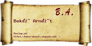 Bekő Arnót névjegykártya